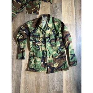 Vintage US Military Woodland Camo BDU Field Jacket Small Reg 8415-01-390-8545